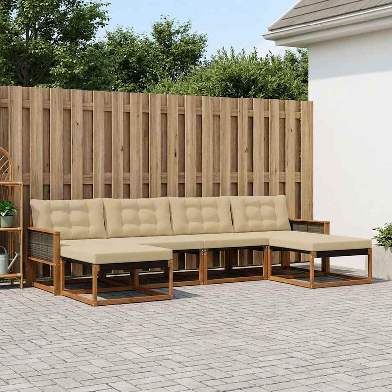Set de canapele de exterior 6 buc. Natural și Bej
