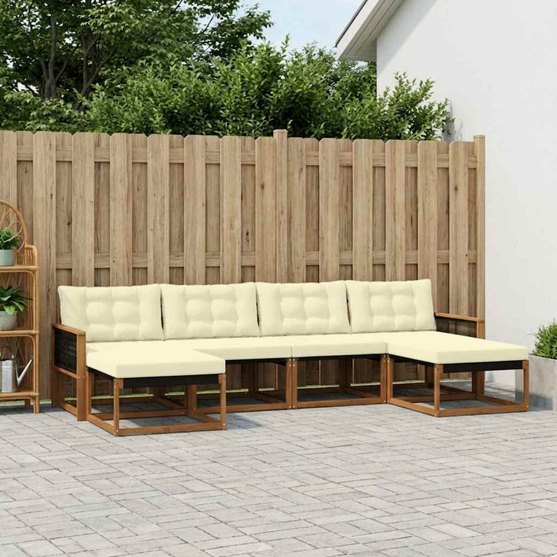 Set de canapele de exterior 6 buc. Natural și Crem
