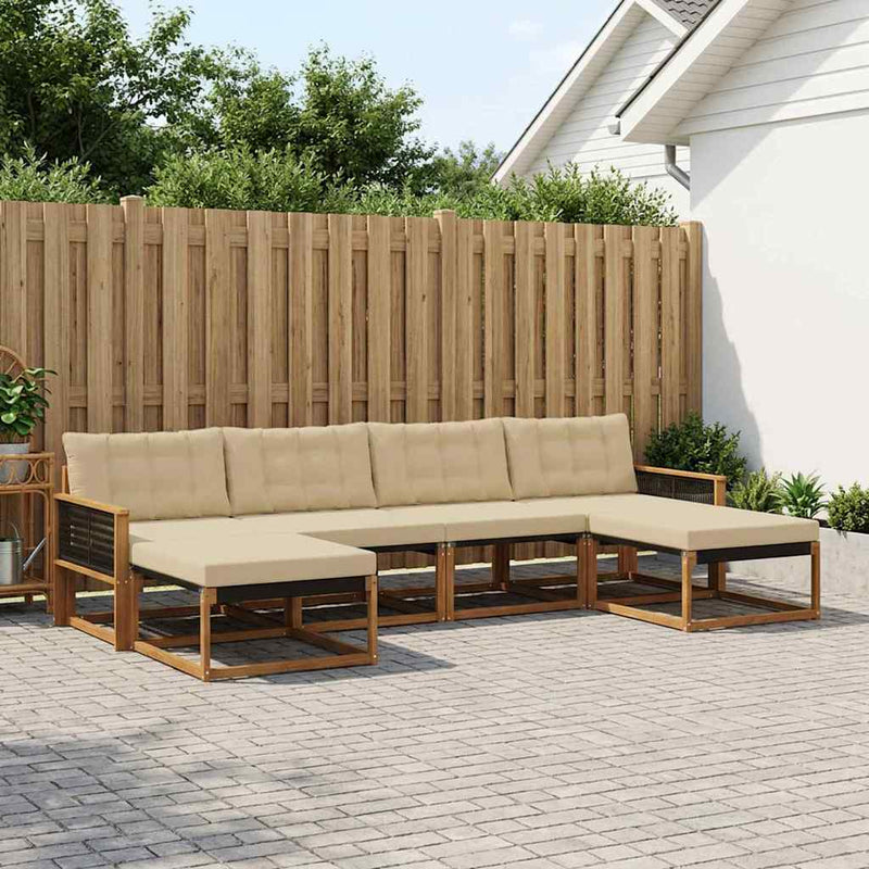 Set de canapele de exterior 6 buc. Natural și Bej