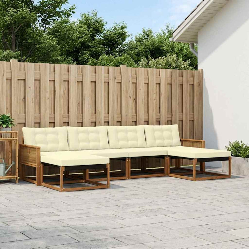 Set de canapele de exterior 6 buc. Natural și Crem