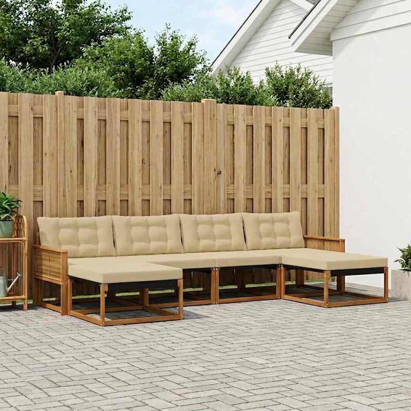 Set de canapele de exterior 6 buc. Natural și Bej