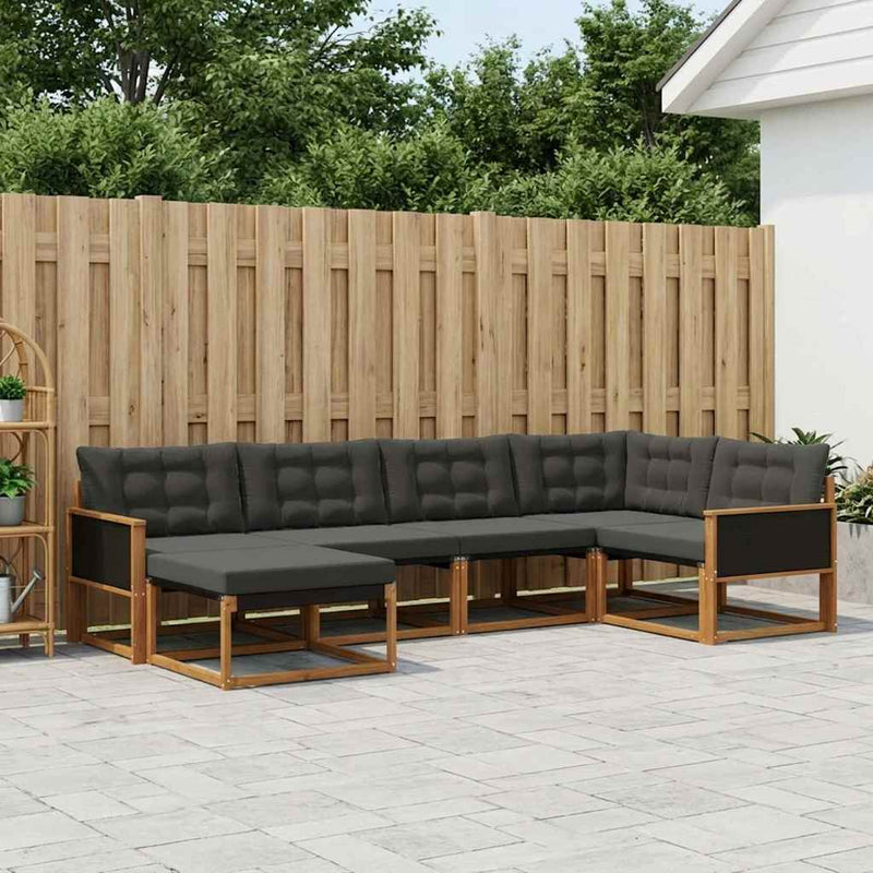 Set de canapele de exterior 8 buc. Natural și Negru