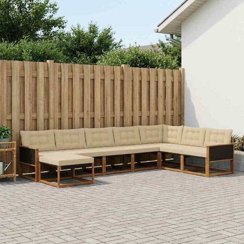 Set de canapele de exterior 8 buc. Natural și Bej