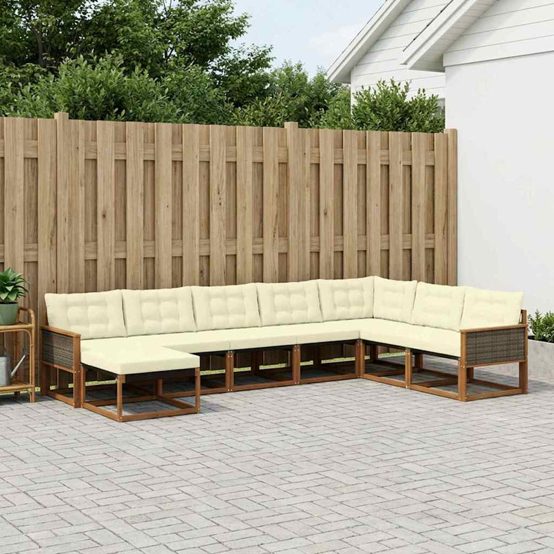 Set de canapele de exterior 8 buc. Natural și Crem