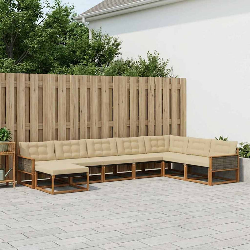 Set de canapele de exterior 8 buc. Natural și Bej