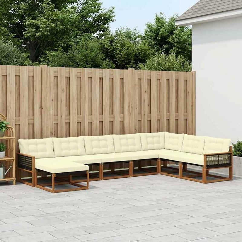 Set de canapele de exterior 8 buc. Natural și Crem