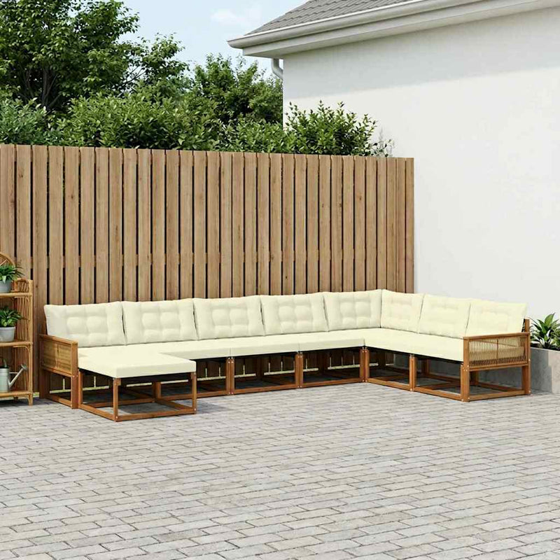 Set de canapele de exterior 8 buc. Natural și Crem