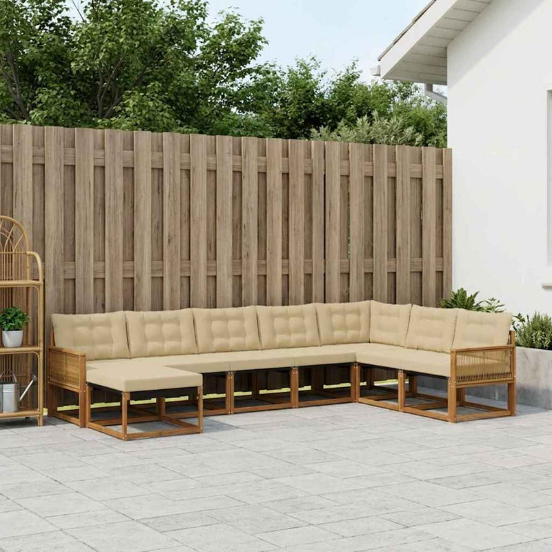 Set de canapele de exterior 8 buc. Natural și Bej