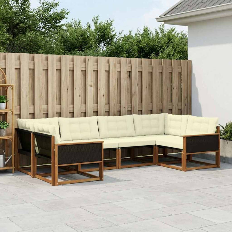 Set de canapele de exterior 6 buc. Natural și Crem