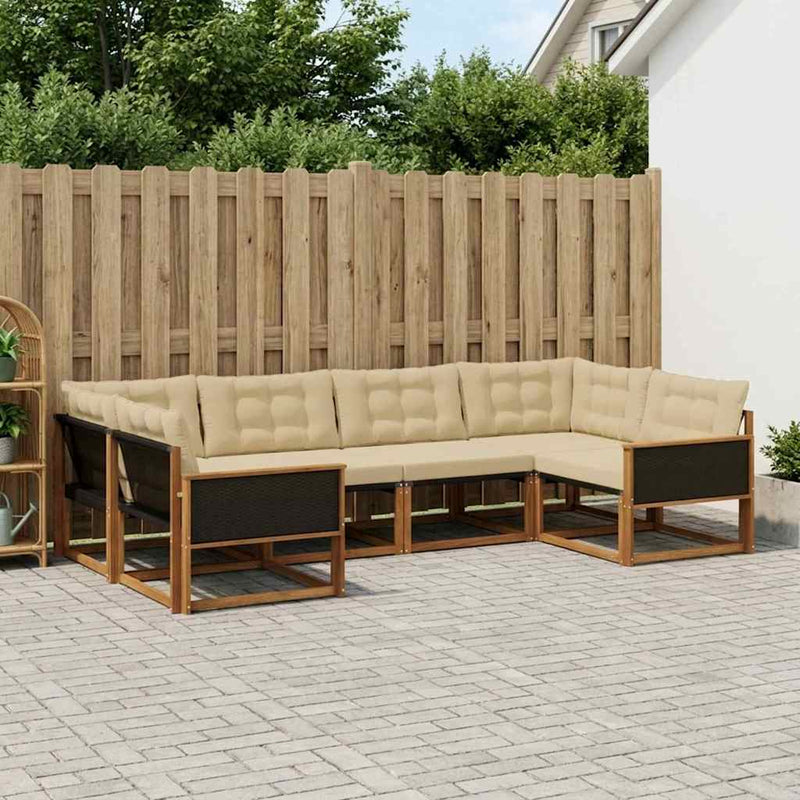 Set de canapele de exterior 6 buc. Natural și Bej