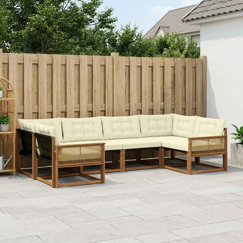Set de canapele de exterior 6 buc. Natural și Crem