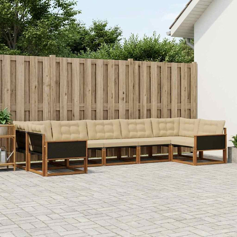 Set de canapele de exterior 7 buc. Natural și Bej