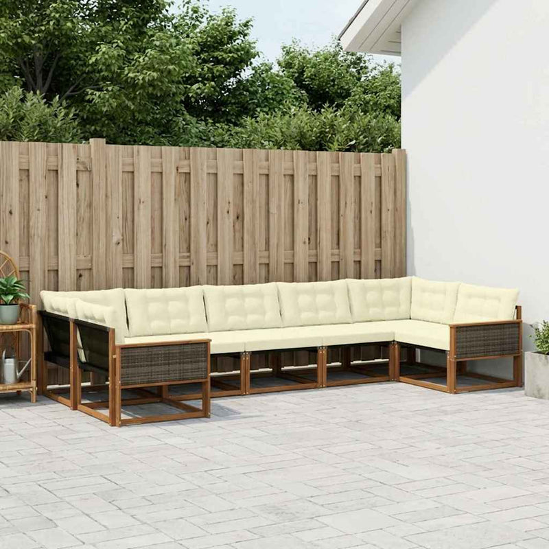 Set de canapele de exterior 7 buc. Natural și Crem
