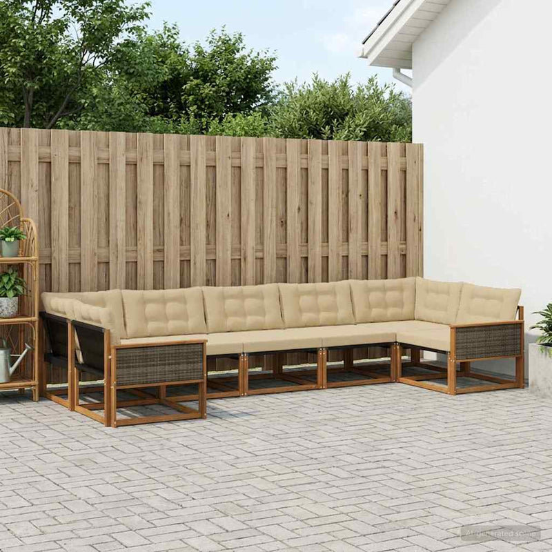 Set de canapele de exterior 7 buc. Natural și Bej