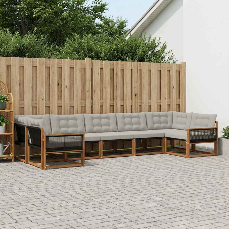 Set de canapele de exterior 7 buc. Natural și gri deschis