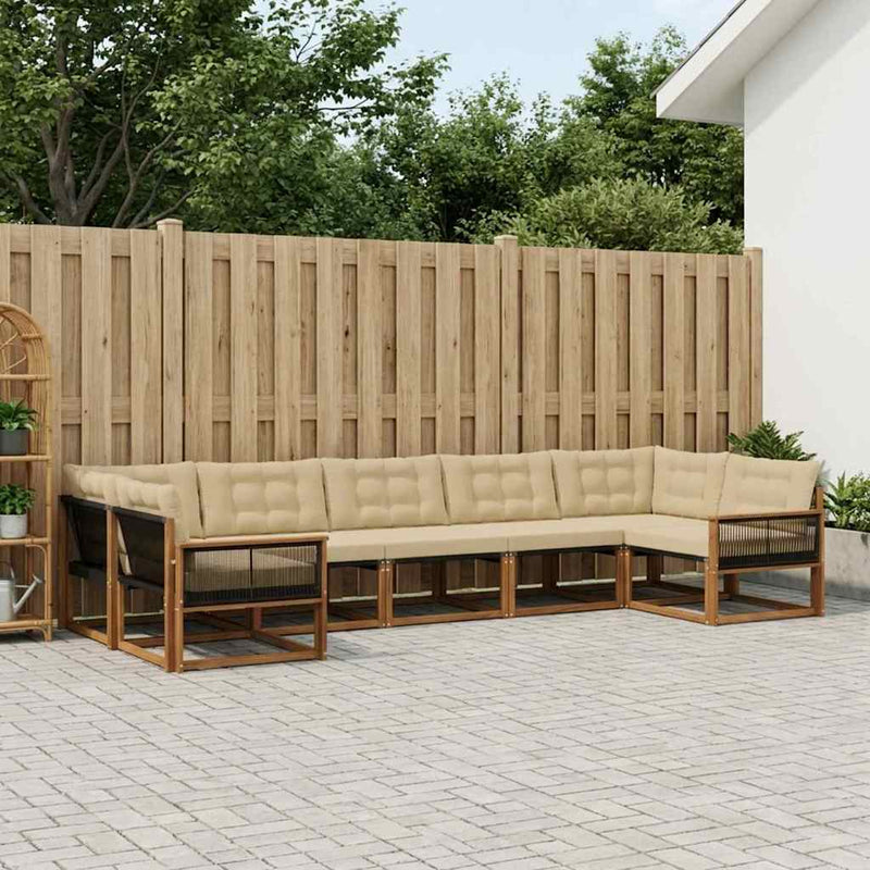 Set de canapele de exterior 7 buc. Natural și Bej