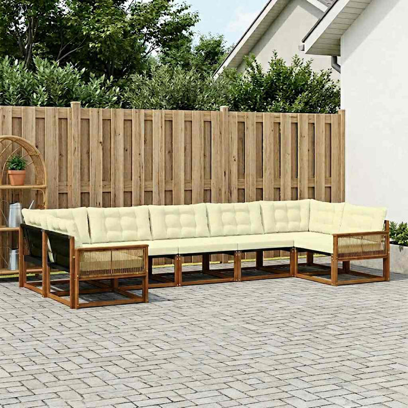 Set de canapele de exterior 7 buc. Natural și Crem