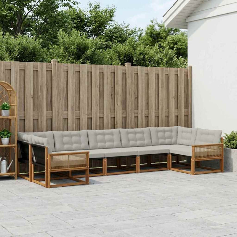 Set de canapele de exterior 7 buc. Natural și gri deschis