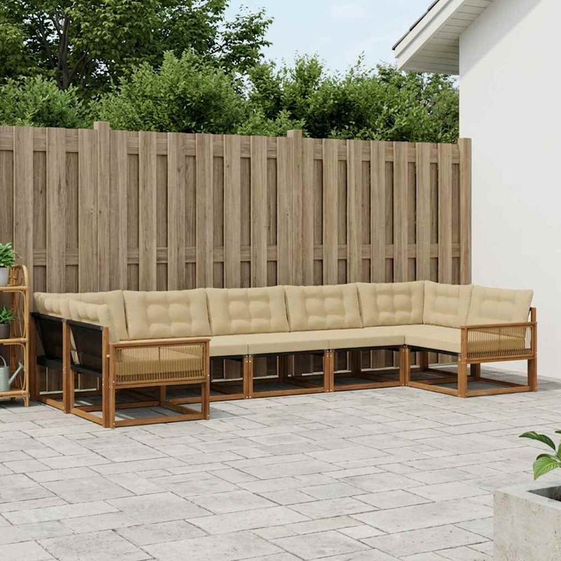 Set de canapele de exterior 7 buc. Natural și Bej