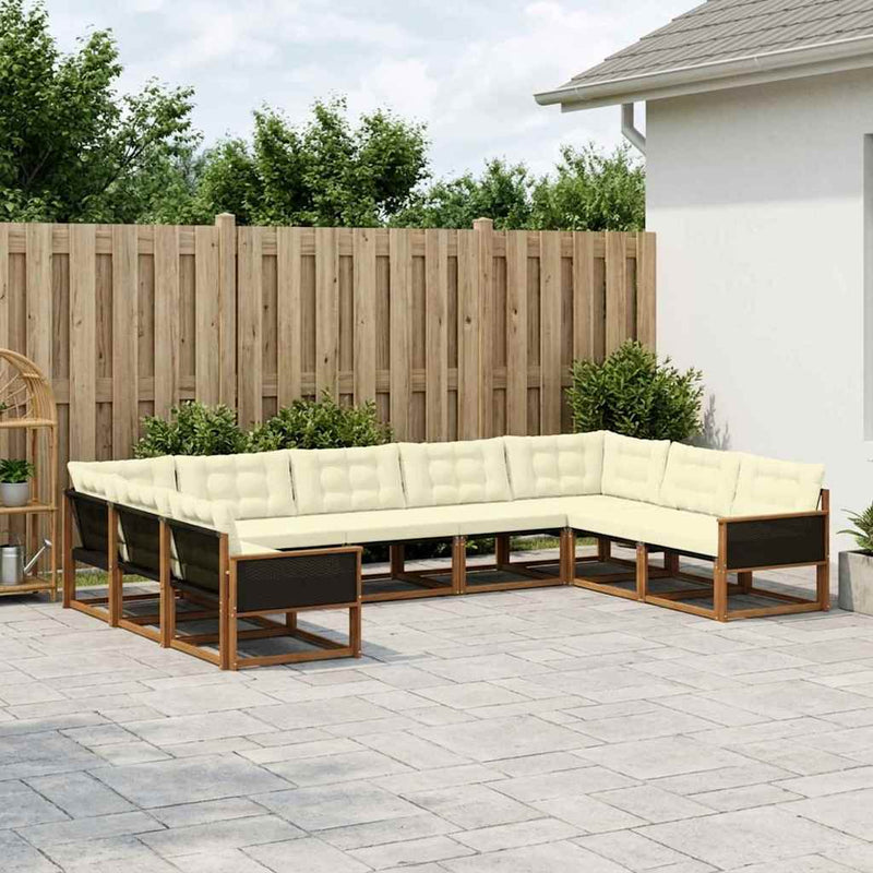 Set de canapele de exterior 9 buc. Natural și Crem