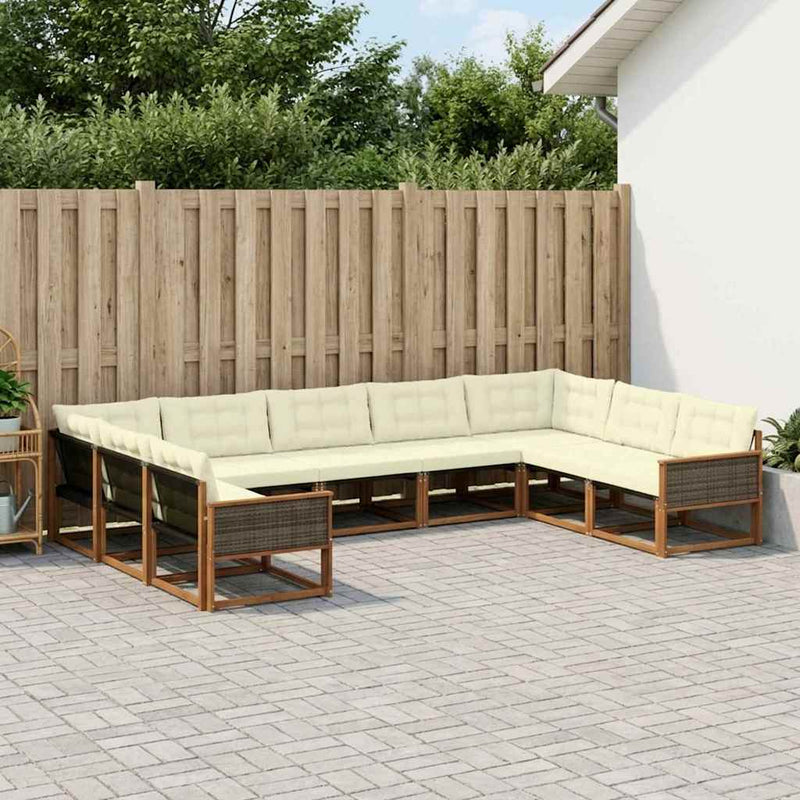 Set de canapele de exterior 9 buc. Natural și Crem