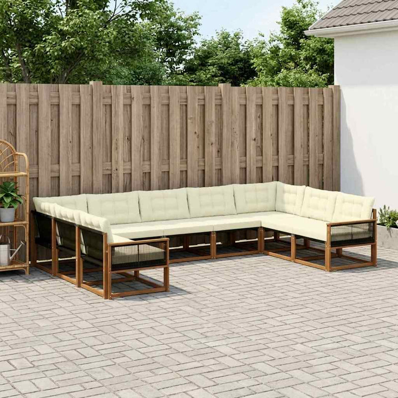 Set de canapele de exterior 9 buc. Natural și Crem