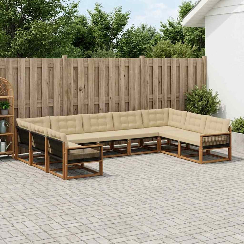 Set de canapele de exterior 9 buc. Natural și Bej