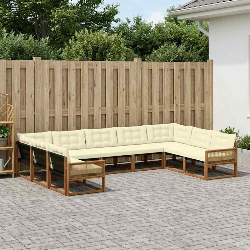Set de canapele de exterior 9 buc. Natural și Crem