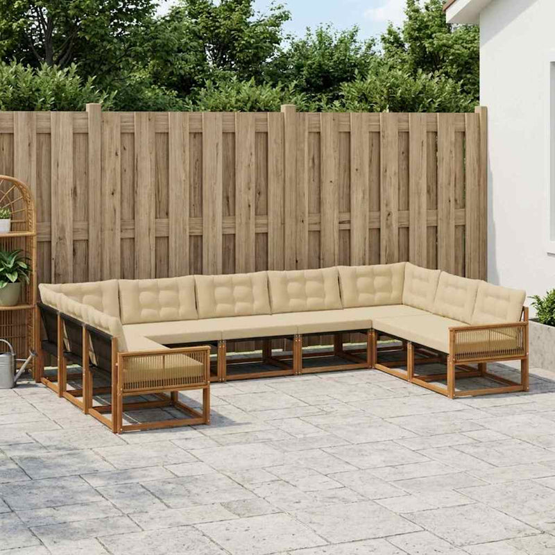 Set de canapele de exterior 9 buc. Natural și Bej