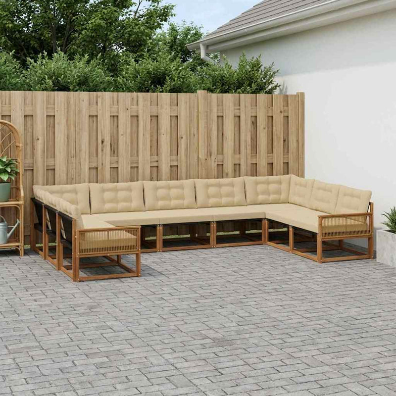 Set de canapele de exterior 9 buc. Natural și Bej