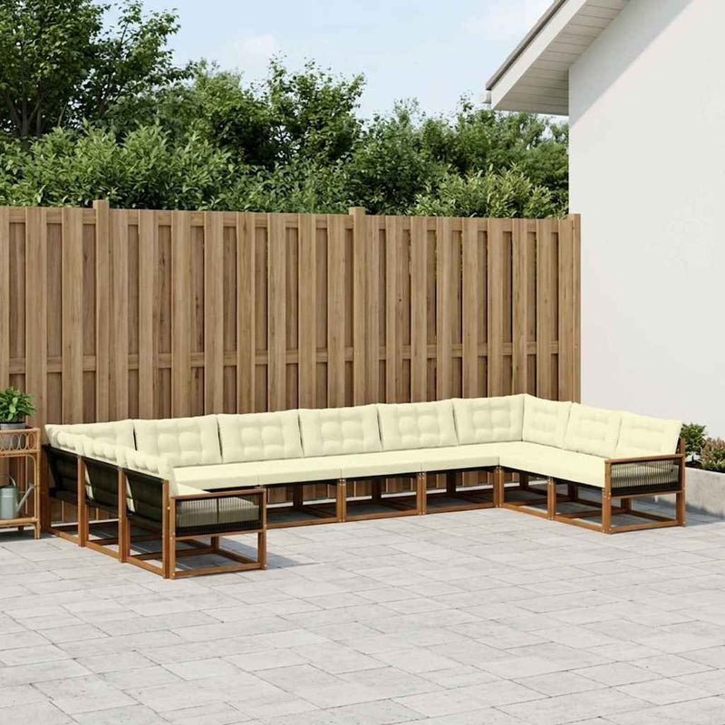 Set de canapele de exterior 10 buc. Natural și Crem
