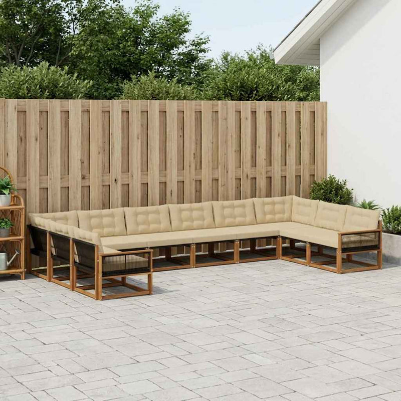 Set de canapele de exterior 10 buc. Natural și Bej