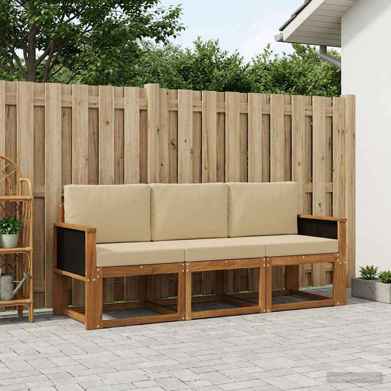 Set de canapele de exterior 3 buc. natural