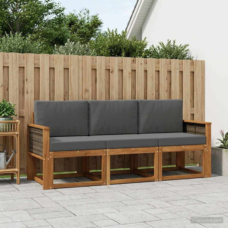 Set de canapele de exterior 3 buc. Natural și Antracit