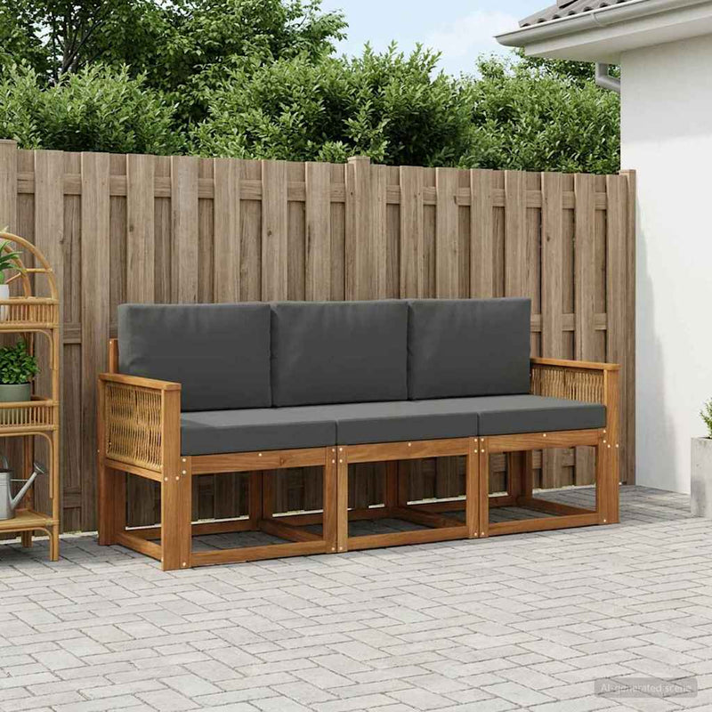 Set de canapele de exterior 3 buc. Natural și Antracit