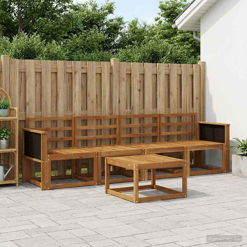 Set de canapele de exterior 4 buc. natural Lemn Solid de Acacia