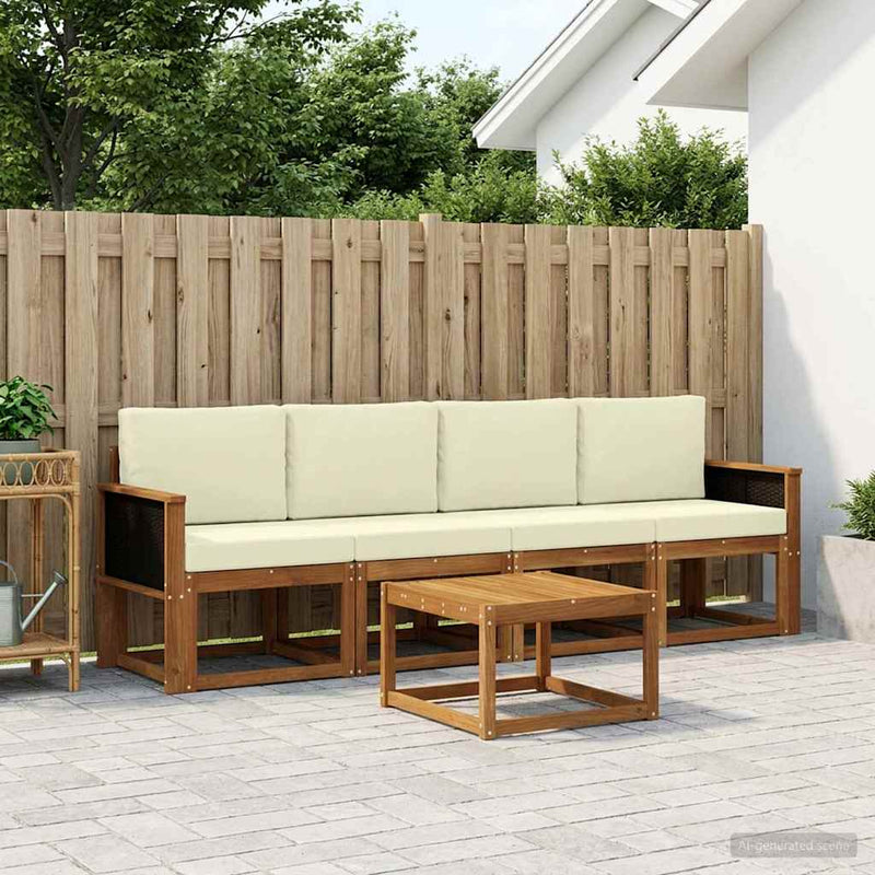 Set de canapele de exterior 4 buc. Natural și Crem