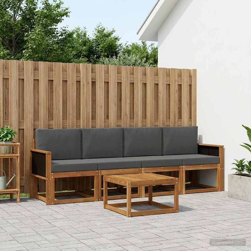 Set de canapele de exterior 4 buc. Natural și Antracit