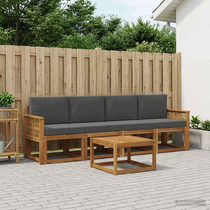 Set de canapele de exterior 5 buc. Natural și Antracit