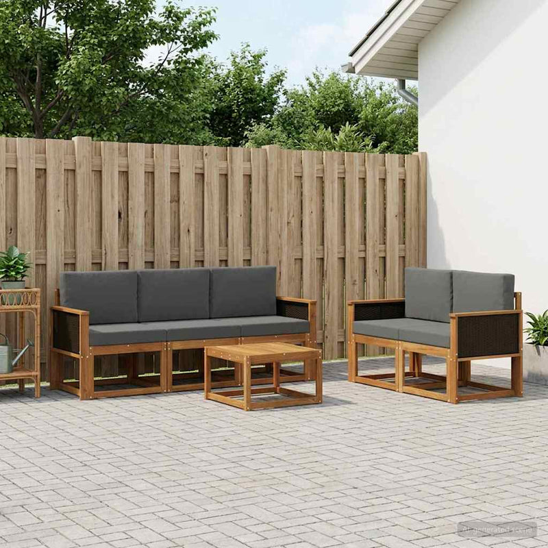 Set de canapele de exterior 6 buc. Natural și Antracit