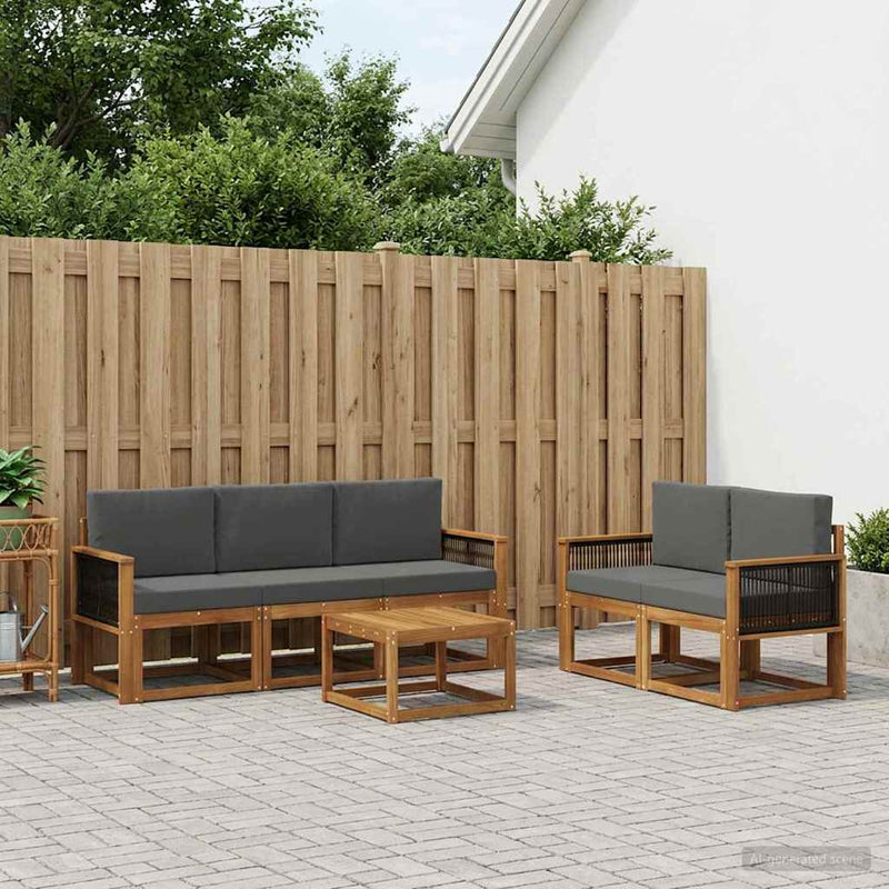 Set de canapele de exterior 6 buc. Natural și Antracit