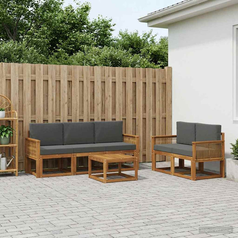 Set de canapele de exterior 6 buc. Natural și Antracit