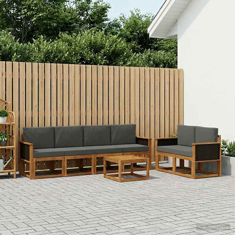 Set de canapele de exterior 6 buc. Natural și Antracit