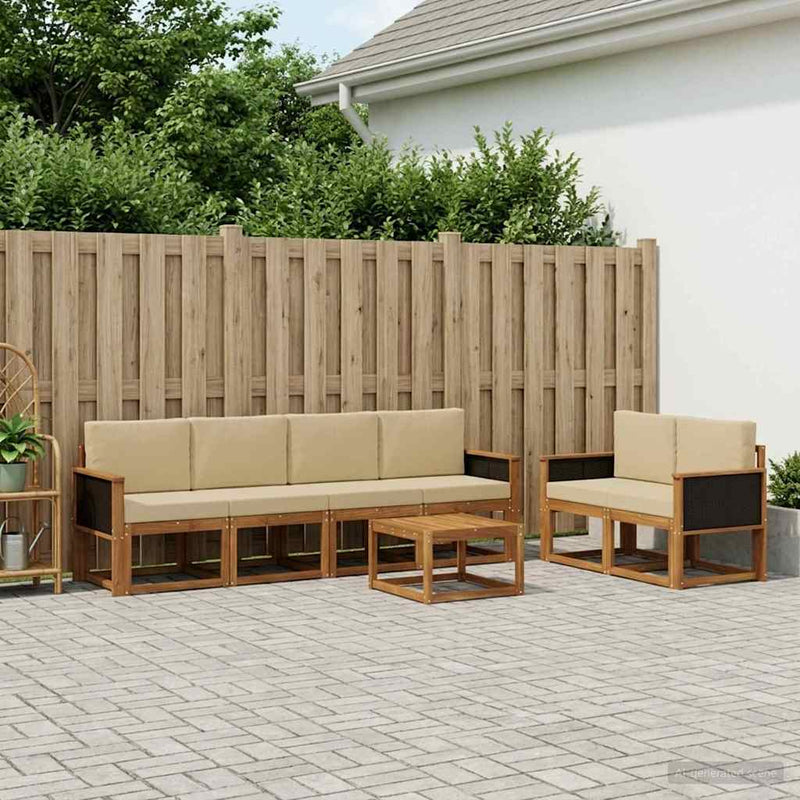 Set de canapele de exterior 6 buc. natural