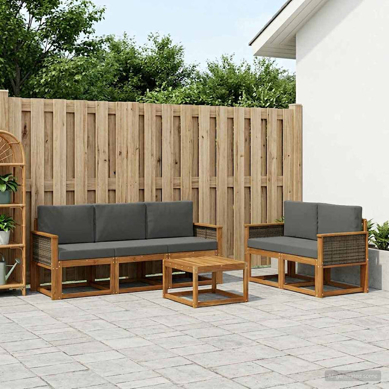 Set de canapele de exterior 6 buc. Natural și Antracit
