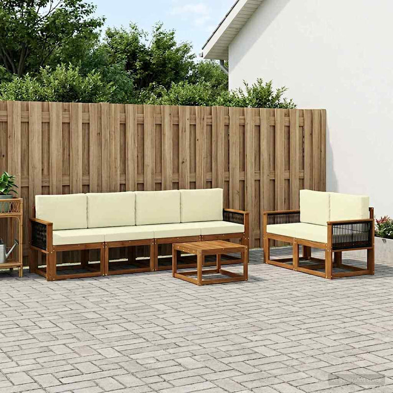 Set de canapele de exterior 6 buc. Natural și Crem