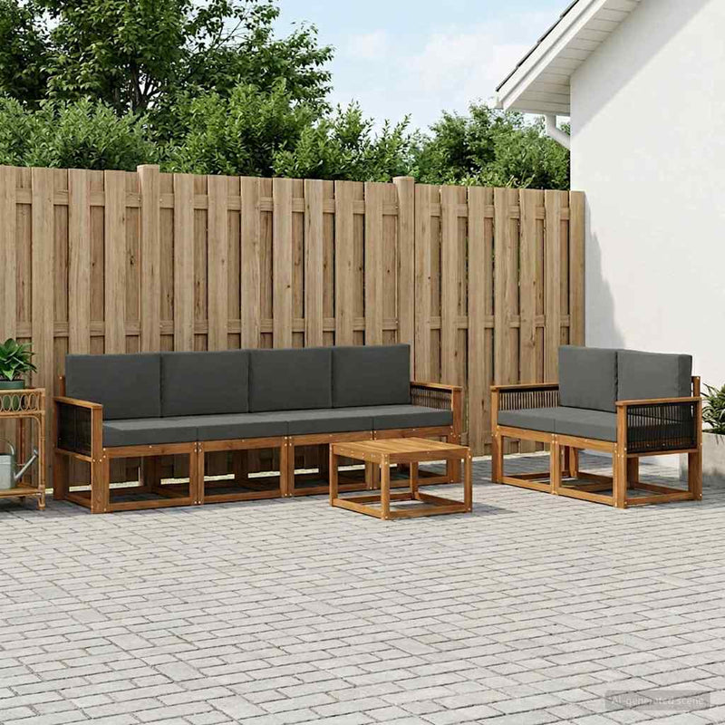 Set de canapele de exterior 6 buc. Natural și Antracit
