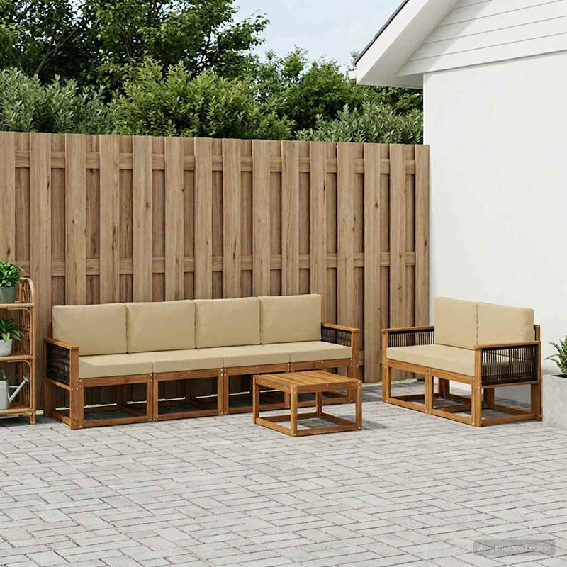 Set de canapele de exterior 6 buc. natural