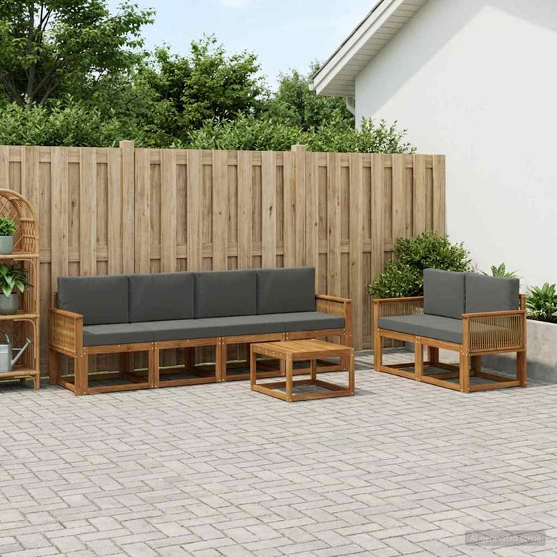 Set de canapele de exterior 7 buc. Natural și Antracit