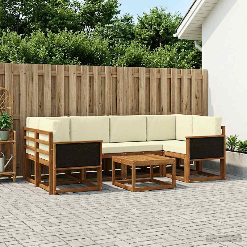 Set de canapele de exterior 5 buc. Natural și Crem